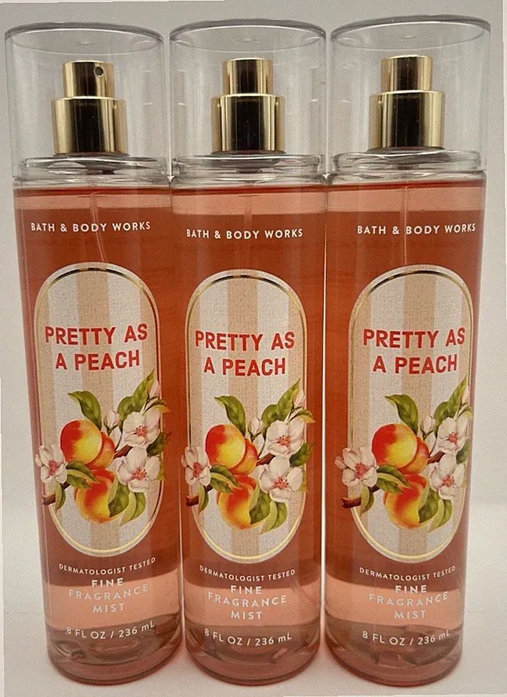 3 Pack Bath & Body Works Pretty As A Peach Gift Set Full Size Fragrance Mist