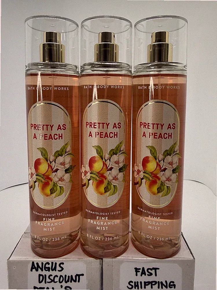 Bath & Body Works 3 PACK, PRETTY AS A PEACH FINE FRAGRANCE MIST 8OZ