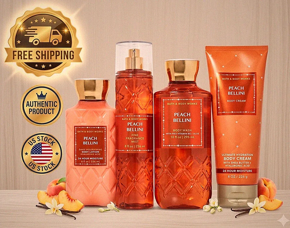 Bath & Body Works PEACH BELLINI Set | 4 piece | Gift Set | NEW | Free Shipping