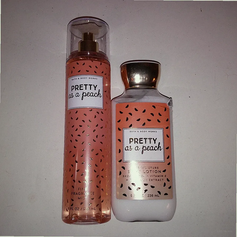 Set of 2 Bath & Body Works Lotion Fragrance Spray Mist Pretty as a Peach Gift